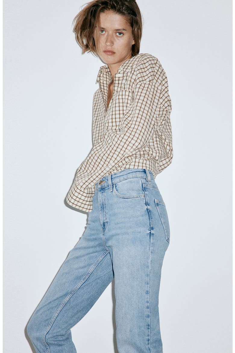 High Waist Ankle Mom Jeans, Alternate, color, LIGHT MEDIUM BLUE
