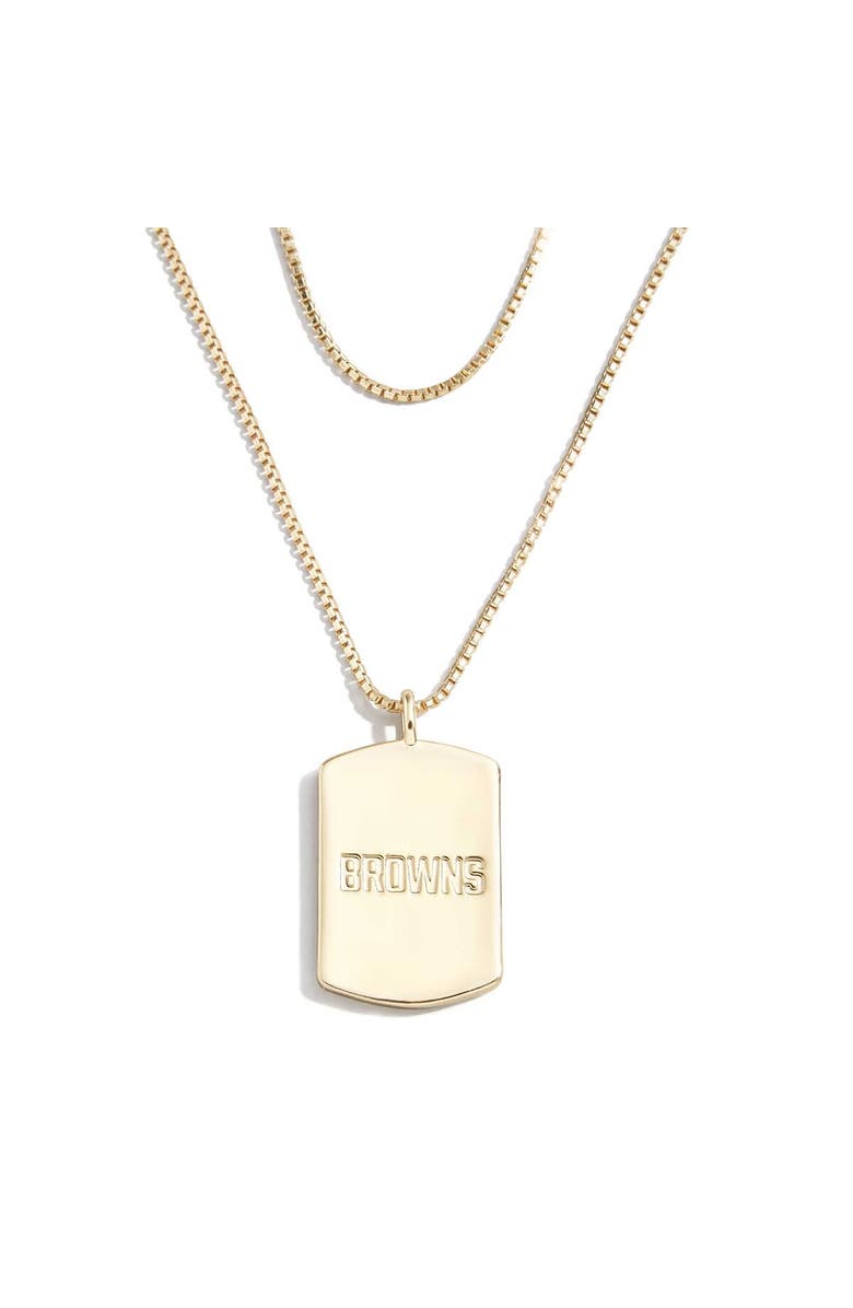 WEAR by Erin Andrews x Baublebar Cleveland Browns Gold Dog Tag Necklace, Main, color, 