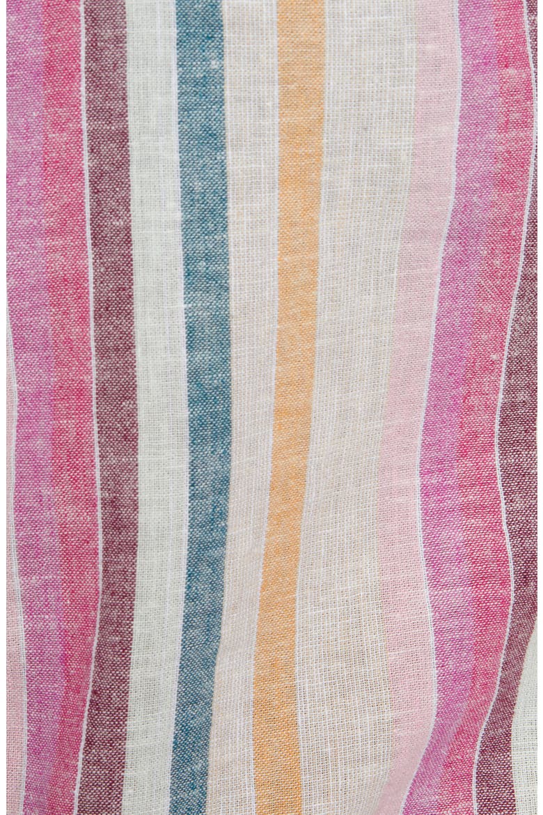 Kelli Stripe Tie Front Linen & Cotton Blouse, Alternate, color, PINK ALE