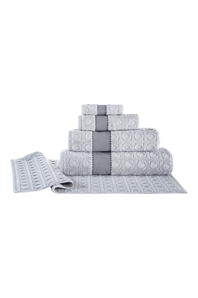 Circle In Square 2-Pack Turkish Cotton Hand Towels, Alternate, color, SILVER