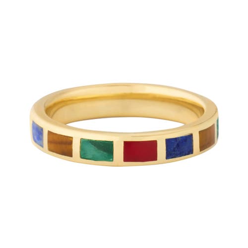 Jan Leslie Dash Ring Set In Sterling With 18kt Gold Overlay In Green