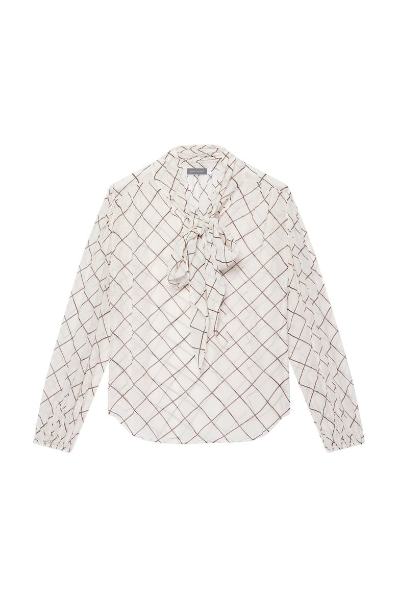 Checked Pussy Bow Blouse, Alternate, color, Cream