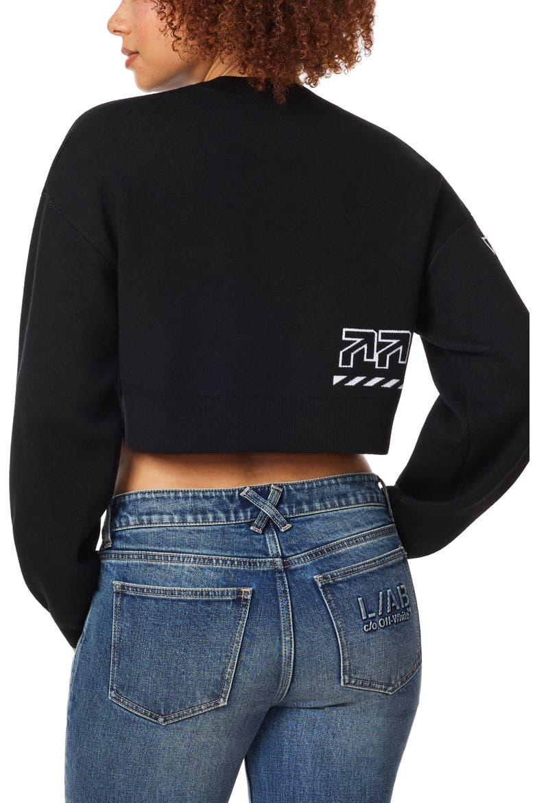 Cropped Crewneck Sweater, Alternate, color, BLACK NIGHT