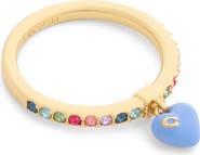COACH Enamel Heart Charm Pavé Ring