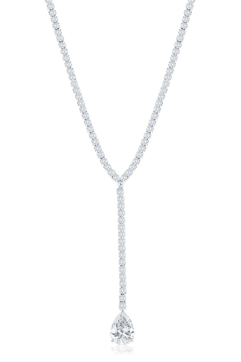 Gala Lariat Tennis Necklace, Main, color, WHITE