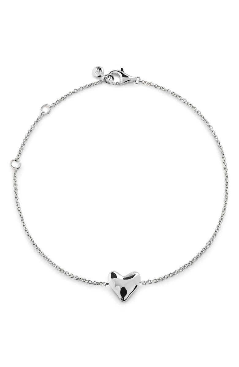 Monica Vinader Heart Chain Bracelet, Main, color, Sterling Silver