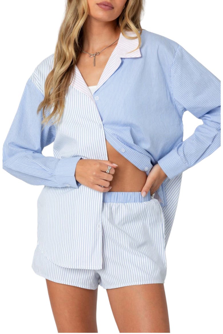 Oaklie Mixed Stripe Button-Up Shirt, Main, color, BLUE