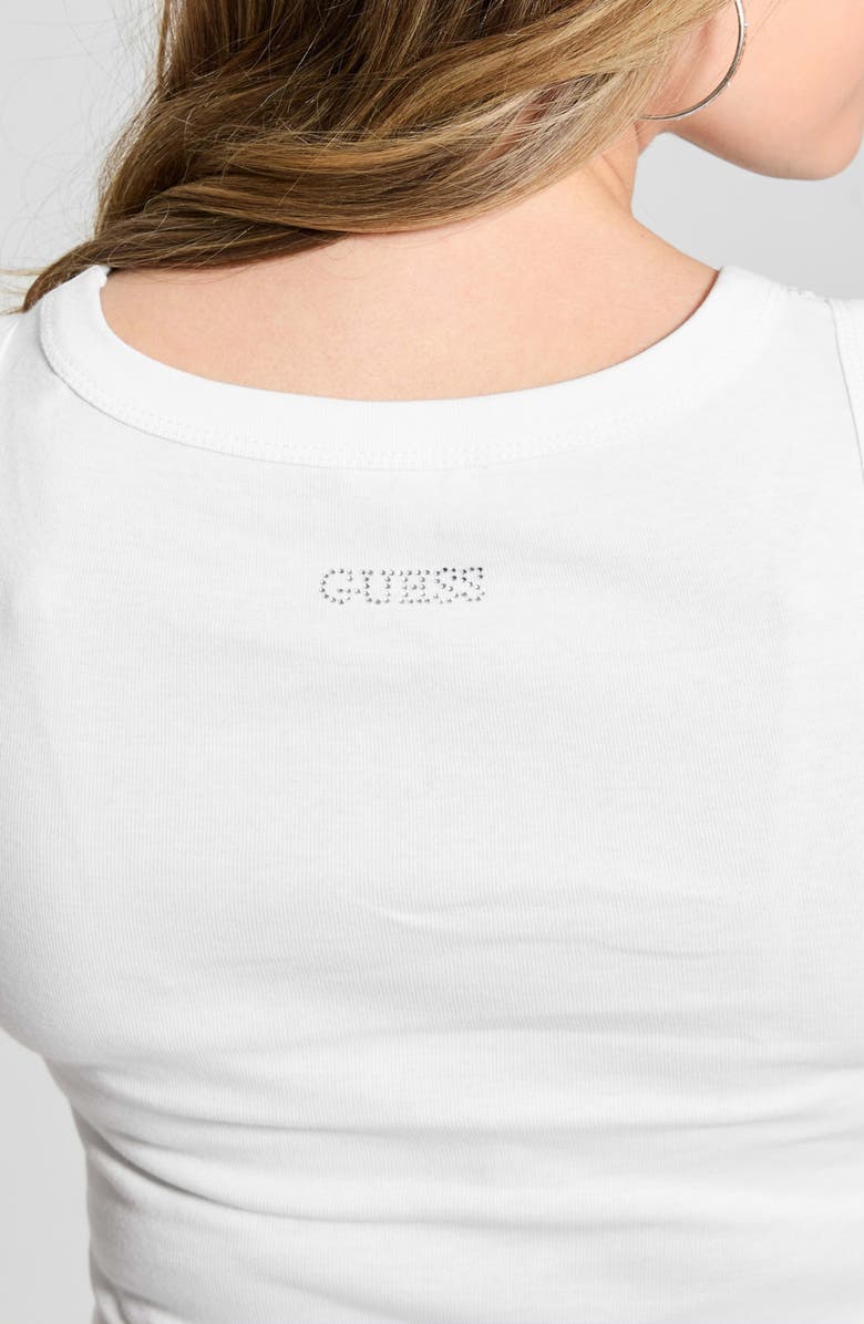 GUESS Alexia Sequin Rib Cotton Tank, Alternate, color, Pure White