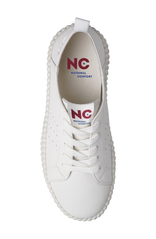 National Comfort Leather Sneaker In Off White Leather
