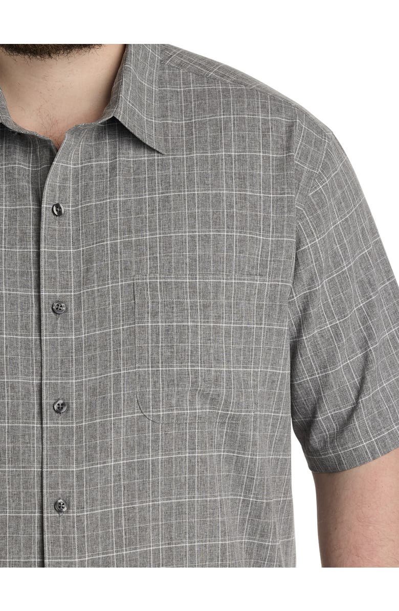 Synrgy by DXL Big & Tall Large Plaid Microfiber Sport Shirt, Alternate, color, Grey
