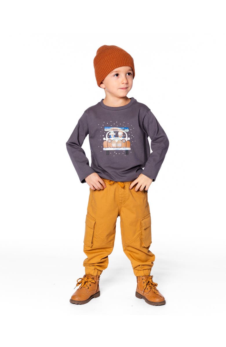 Deux par Deux Long Sleeve Organic Cotton Jersey Tee, Main, color, Dark Gray