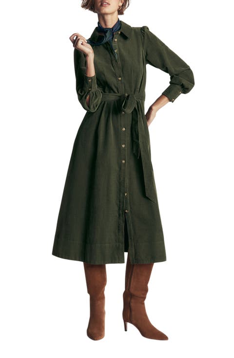Maeve Corduroy Midi Shirtdress