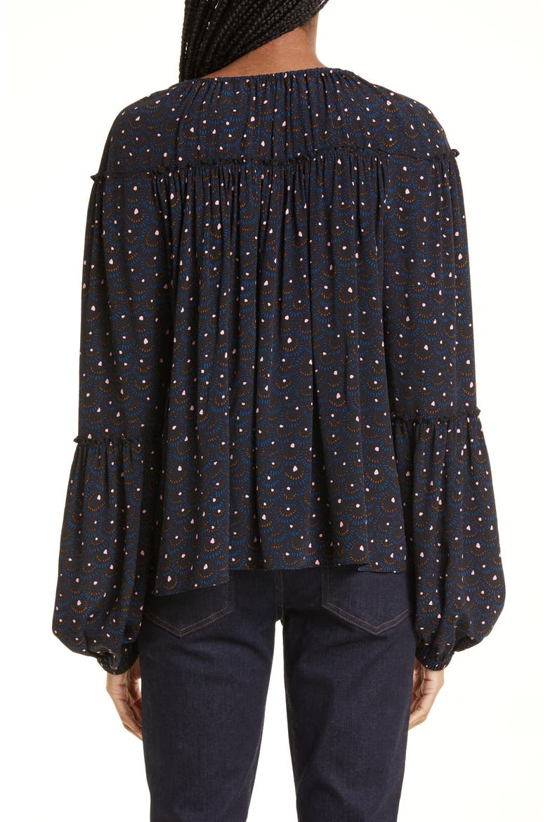 Jenna Abstract Print Top, Alternate, color, BLACK/ BLUE MULTI