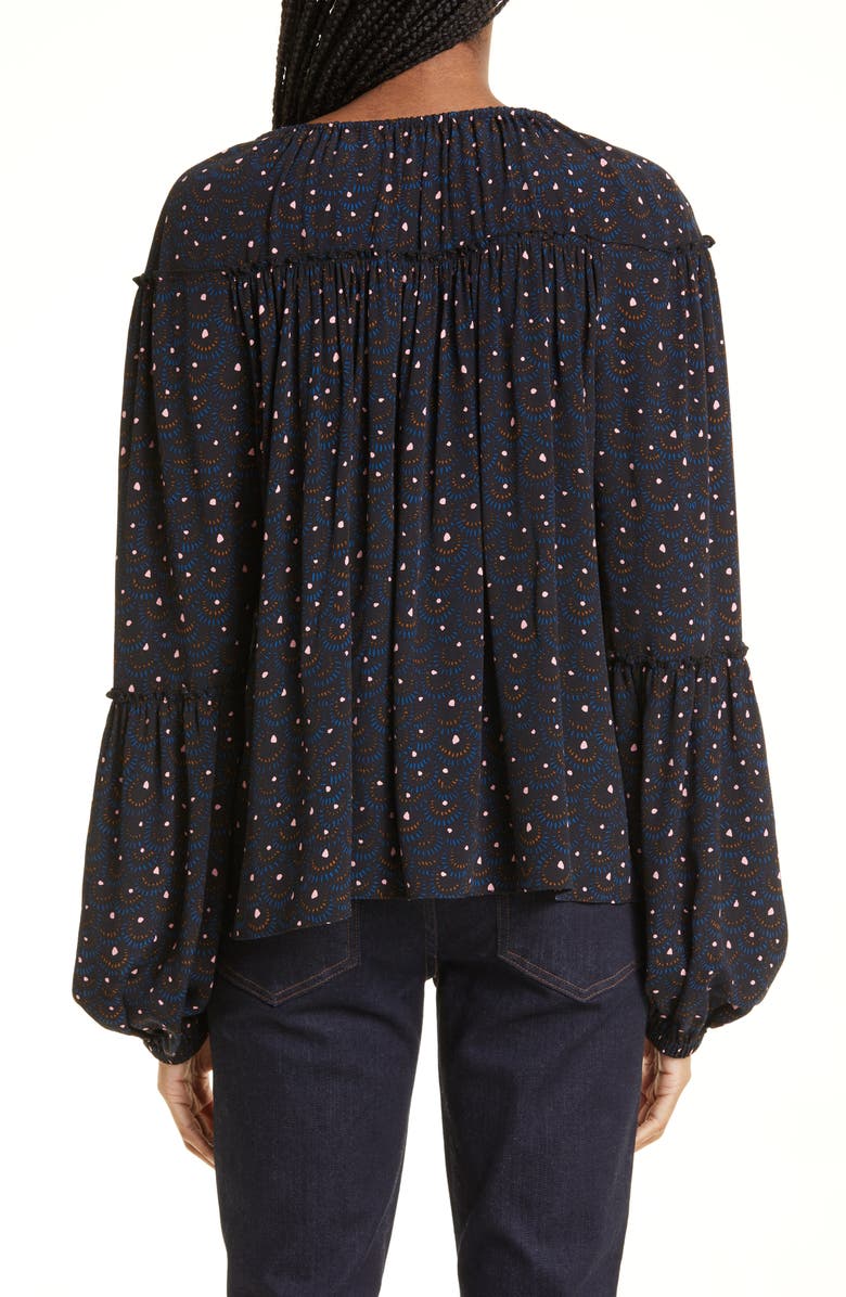 A.L.C. Jenna Abstract Print Top, Alternate, color, Black/ Blue Multi