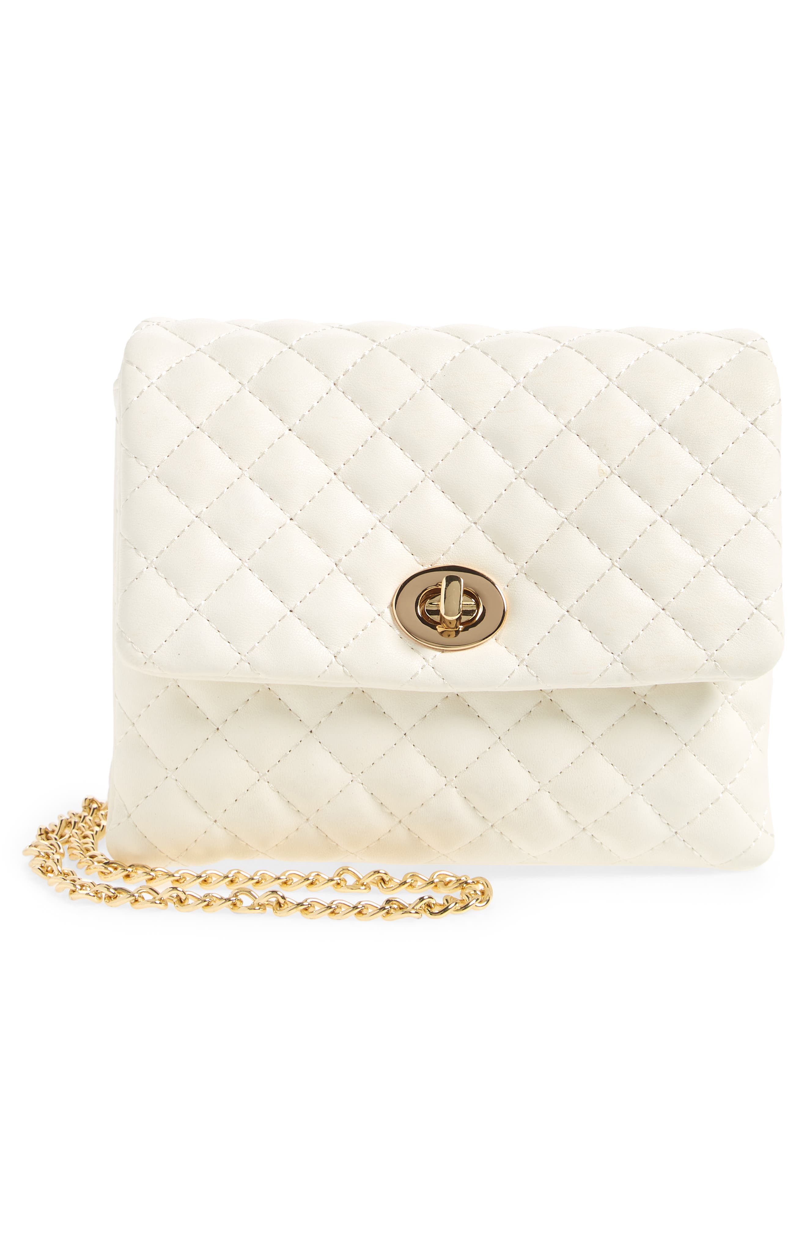 Quilted Vegan Leather Convertible Belt Bag, Alternate, color, WHITE