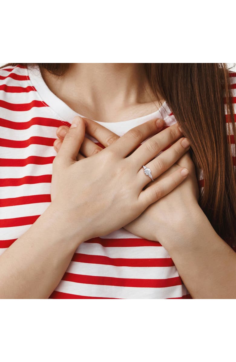 Julianna B. Moissanite 3-Stone Ring Sterling Silver, Alternate, color, Sterling Silver