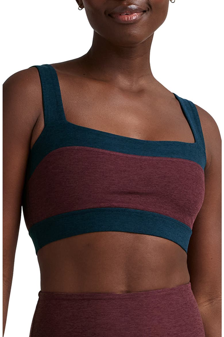 Colorblock Sports Bra, Main, color, MIDNIGHT BURGUNDY/NO