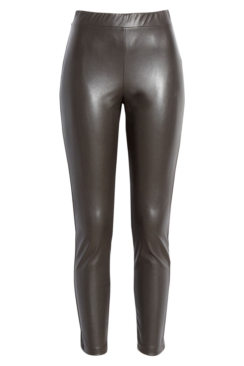 Faux Leather Leggings, Alternate, color, DARK BOWN