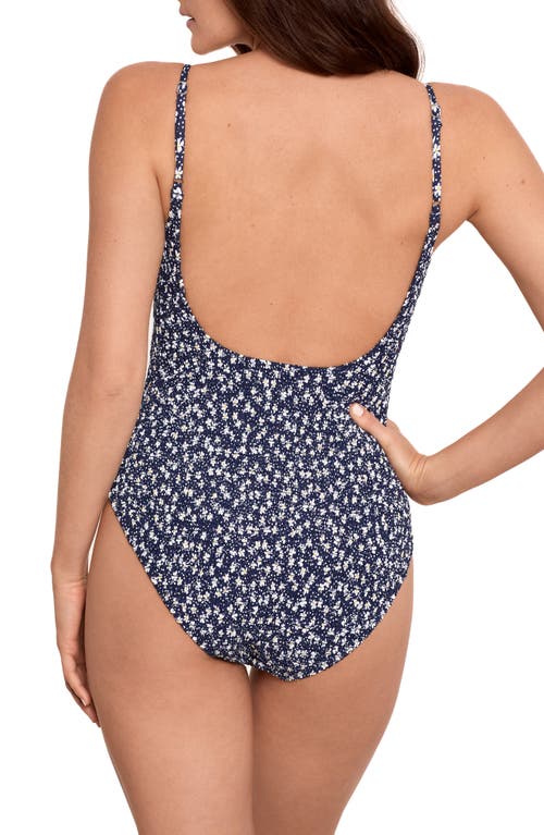 Polo Ralph Lauren Kennedy Smocked One-piece Swimsuit In Blue