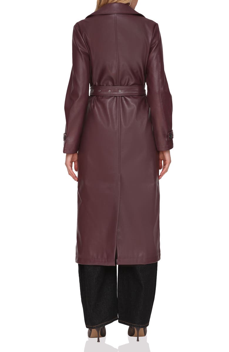 Avec Les Filles Double Breasted Faux Leather Trench Coat, Alternate, color, Oxblood
