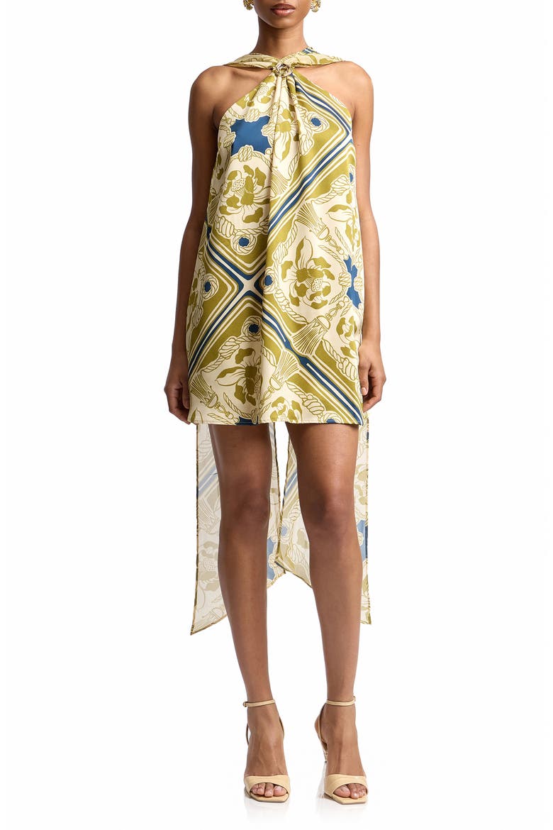 Scarf Drape Halter Minidress, Main, color, MONACO HARBOR