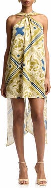 Avec Les Filles Scarf Drape Halter Minidress