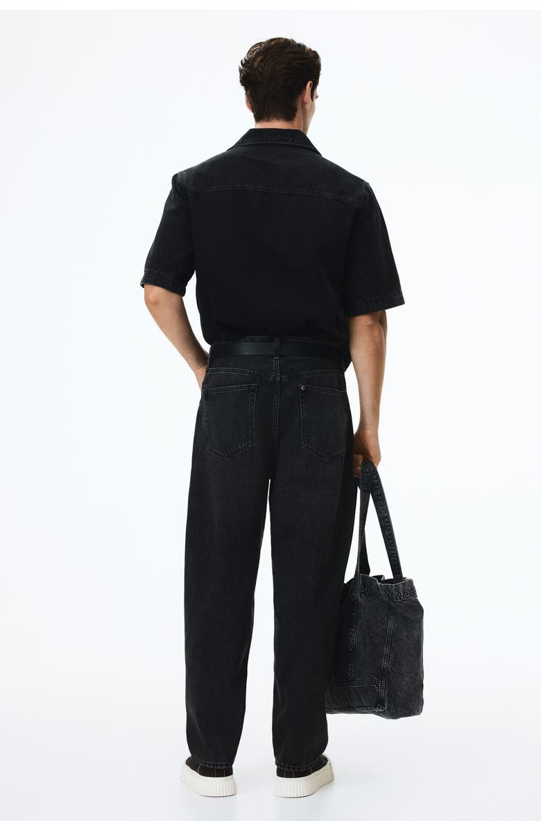 H&M Barrel Loose Jeans, Alternate, color, Denim Black