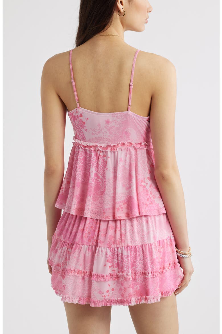 Floral Mesh Ruffle Trim Camisole, Alternate, color, PINK FLORA PAISLEY