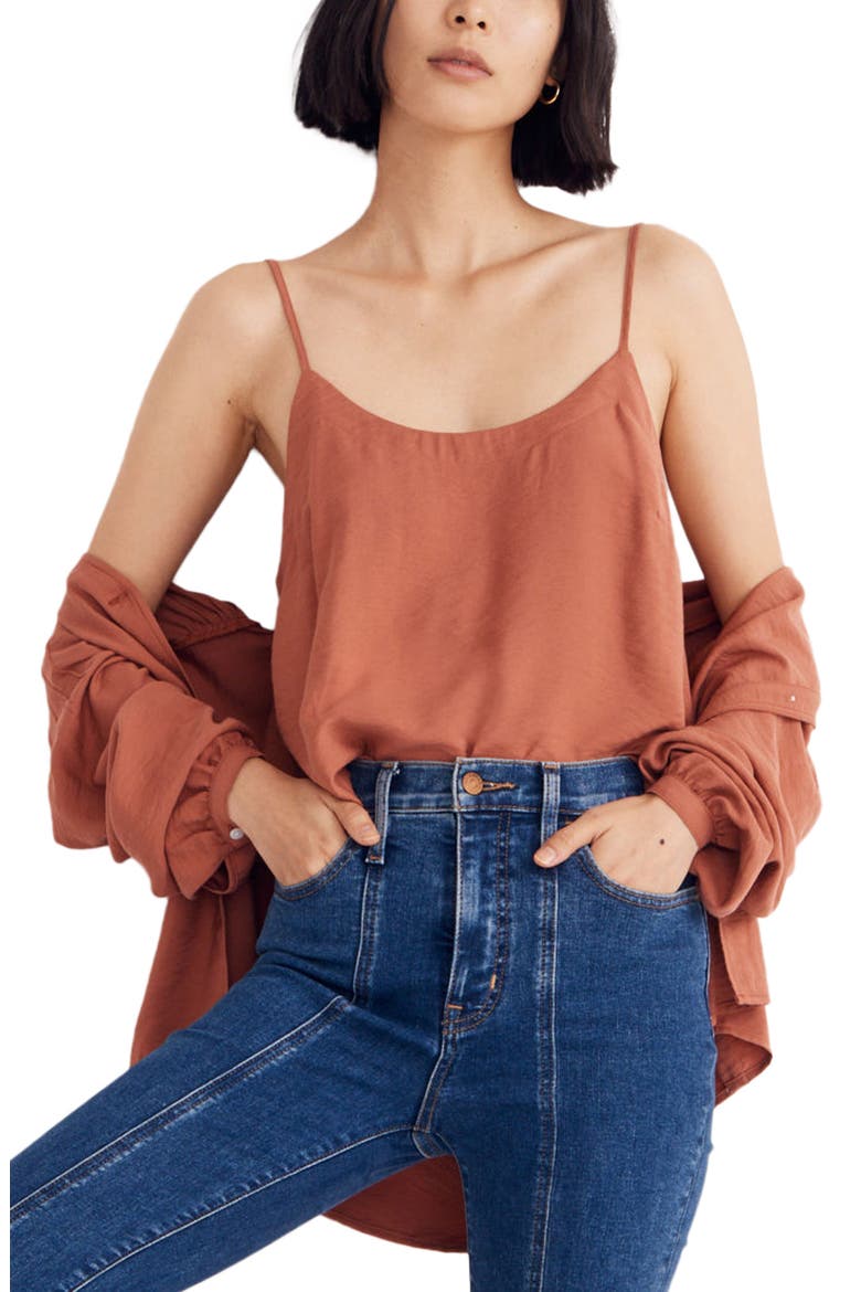 Drapeweave Crop Tank, Main, color, WEATHERED BRICK