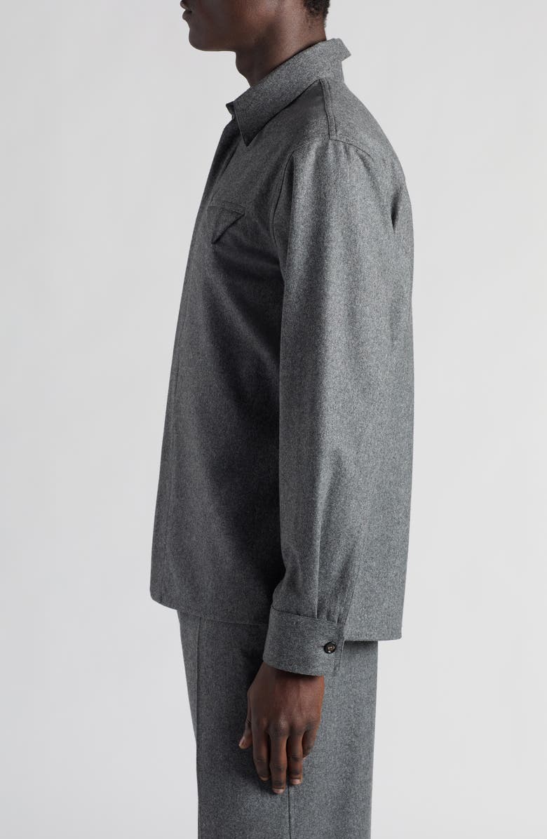 Bottega Veneta Regular Fit Lightweight Wool Flannel Button-Up Shirt, Alternate, color, Grey Melange