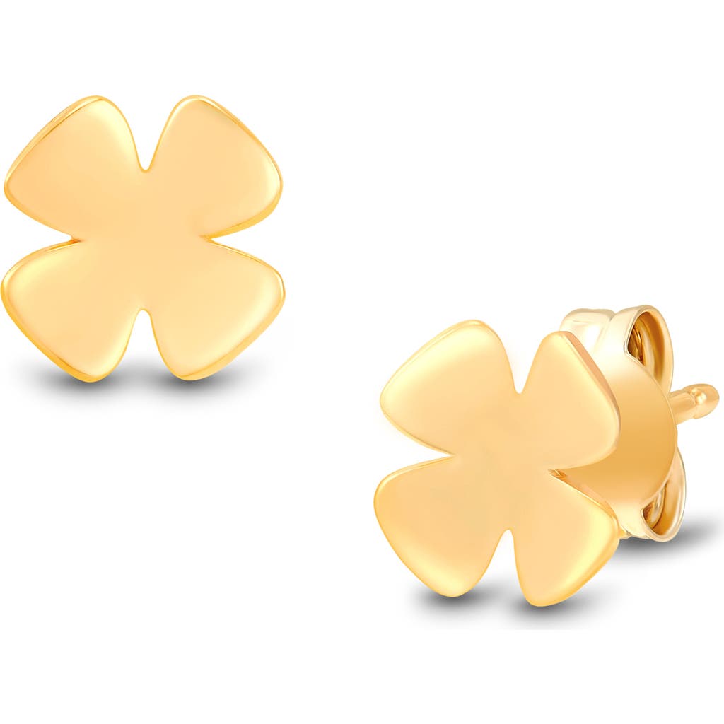 Frankie & Zoe 14k Yellow Gold Four Leaf Clover Stud Earrings