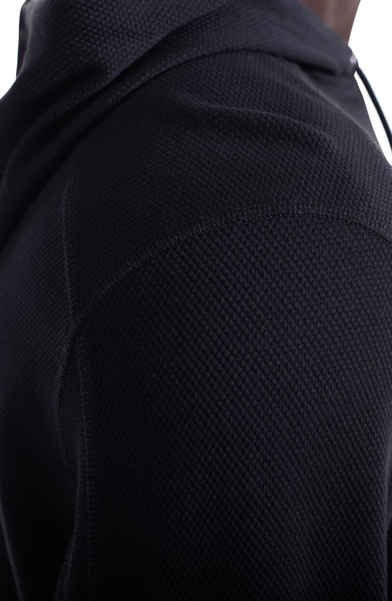 Bugatchi Textured Piqué Hoodie, Alternate, color, Black