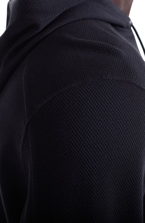 Bugatchi Textured Piqué Hoodie In Black