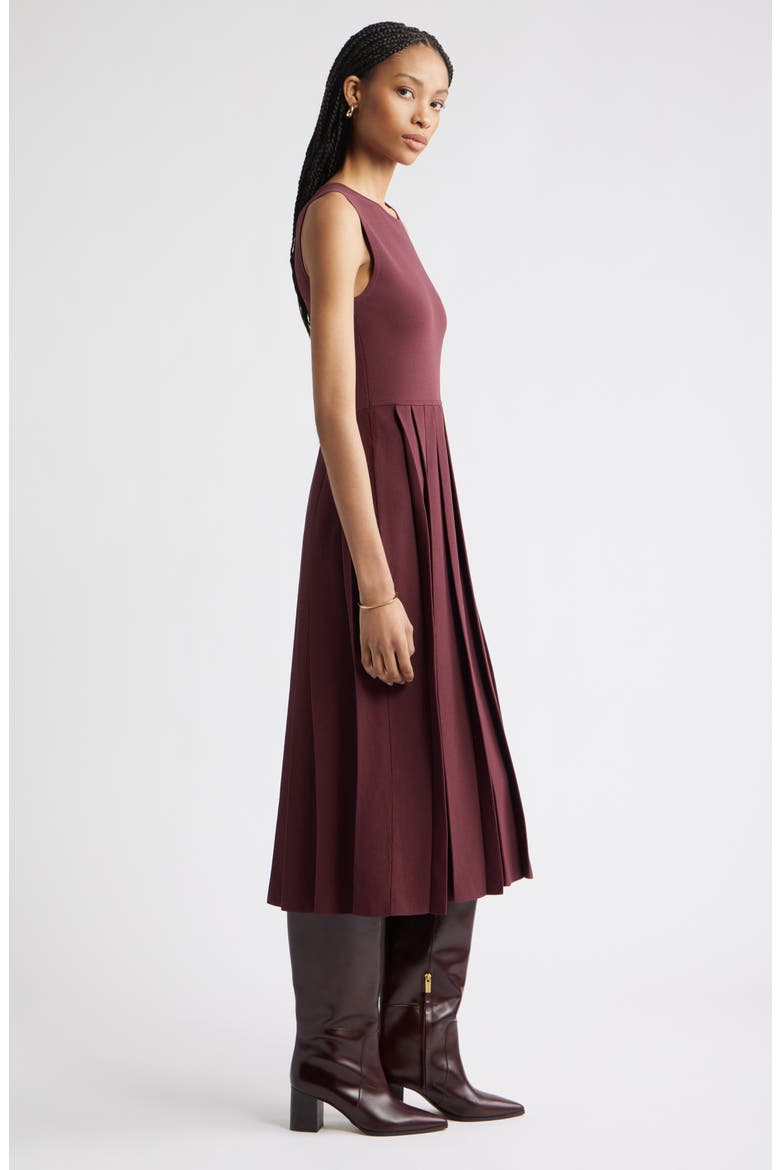 Sleeveless Pleated Sweater Dress, Alternate, color, BURGUNDY ROYALE