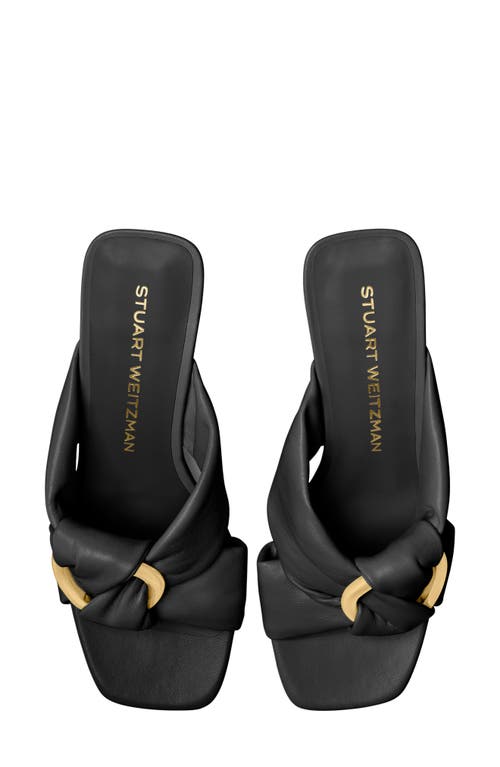 Stuart Weitzman Cece Leather Twisted Ring Slide Sandals In Black