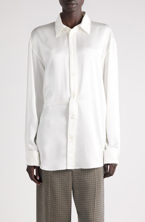 Silk Blend Wrap Shirt
