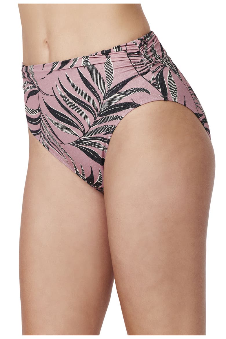 La Palm Shirred High Waist Swim Bottom, Main, color, Dusk-Pink