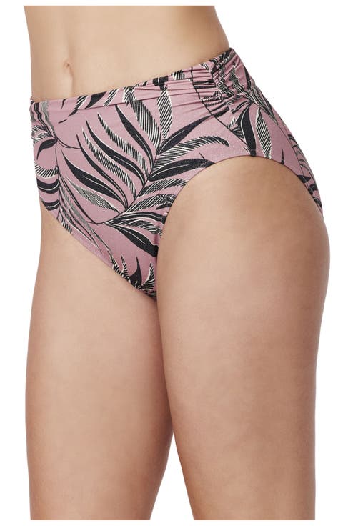 La Palm Shirred High Waist Swim Bottom