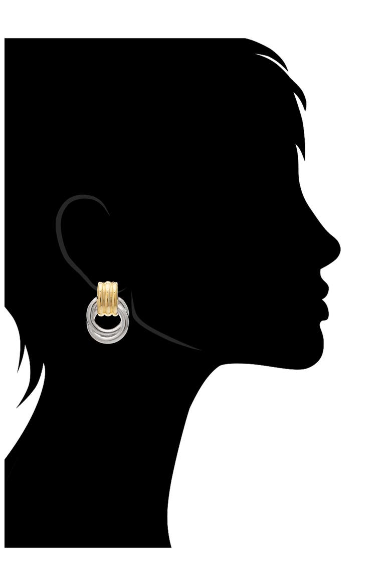 Two-Tone Doorknocker Drop Earrings, Alternate, color, MIXED METAL