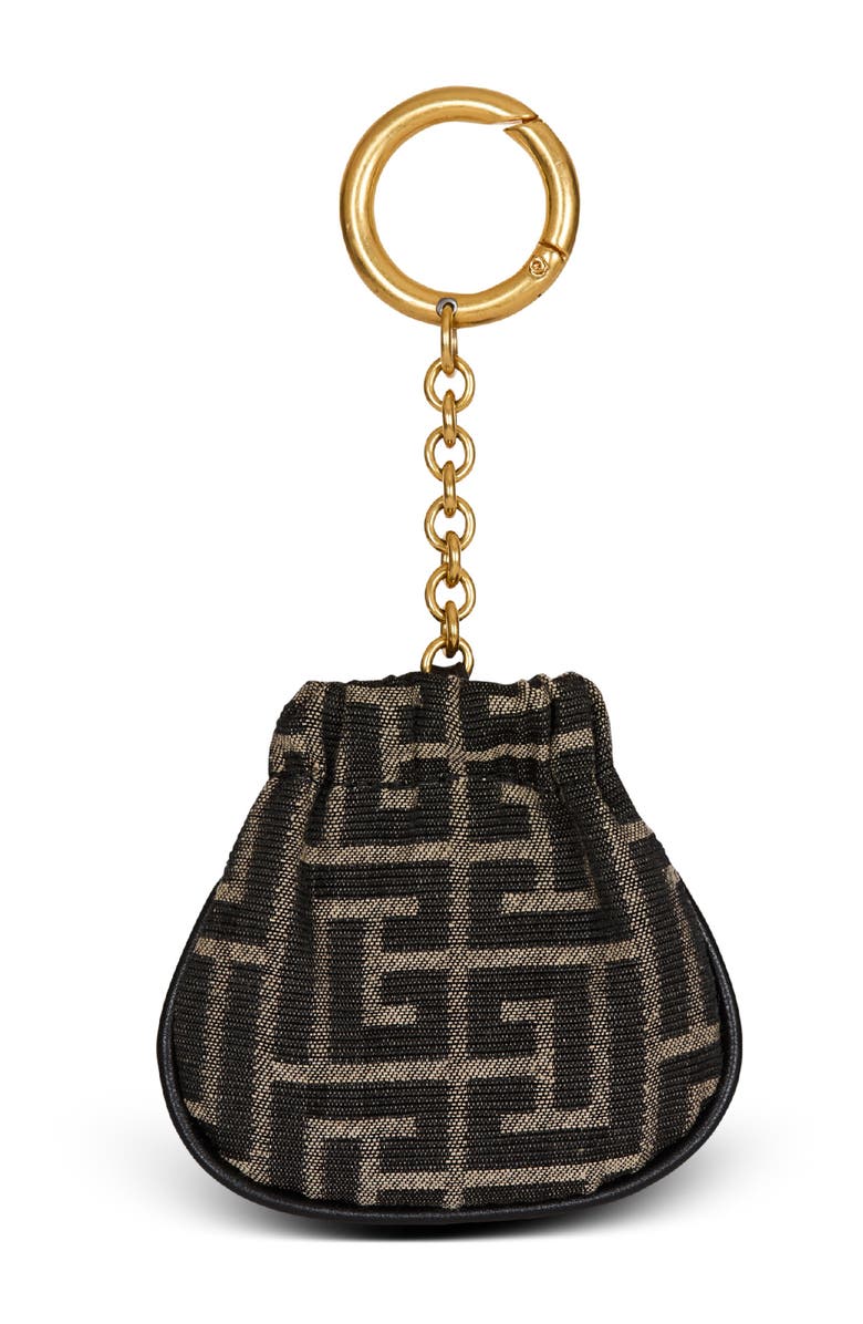 Balmain Pulse monogram jacquard key ring, Alternate, color, Black