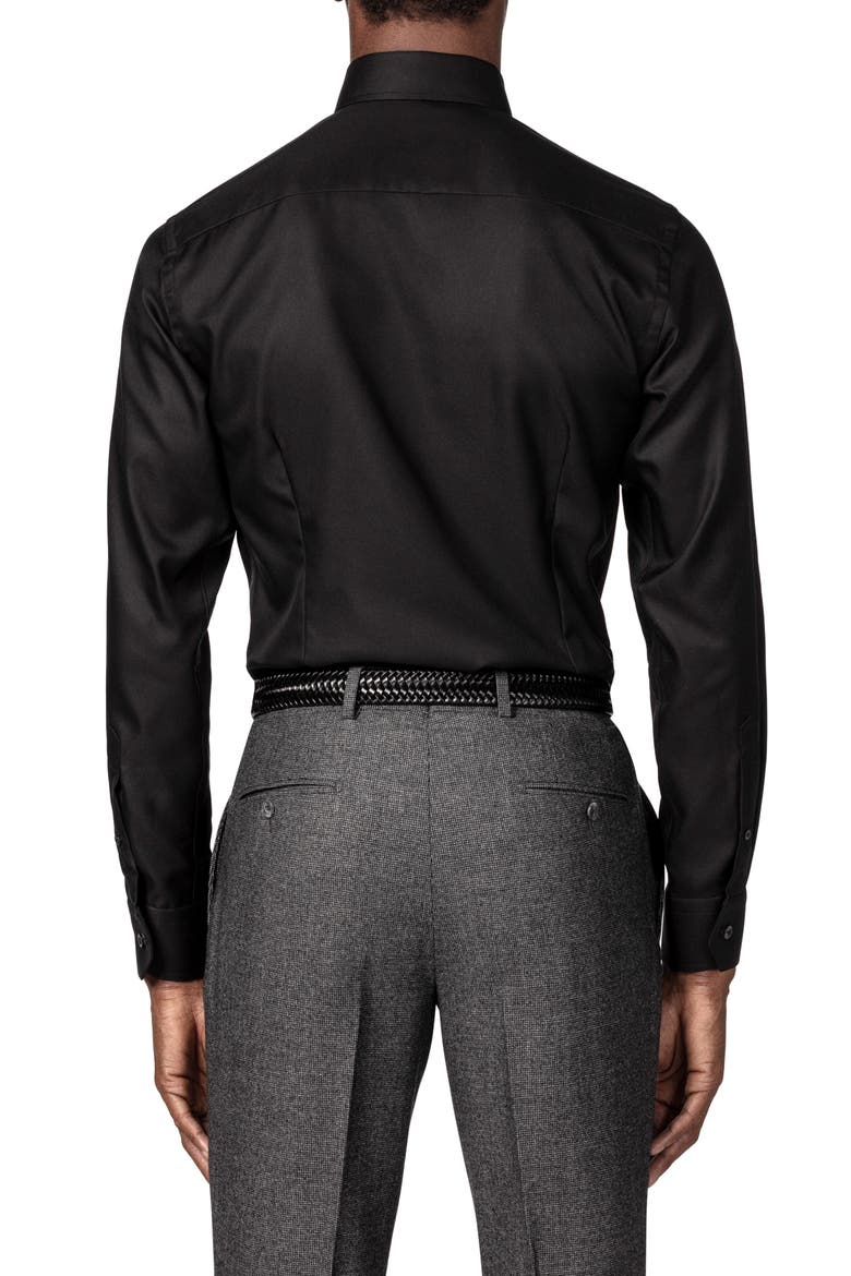 Contemporary Fit Diagonal Weave Dress Shirt, Alternate, color, BLACK