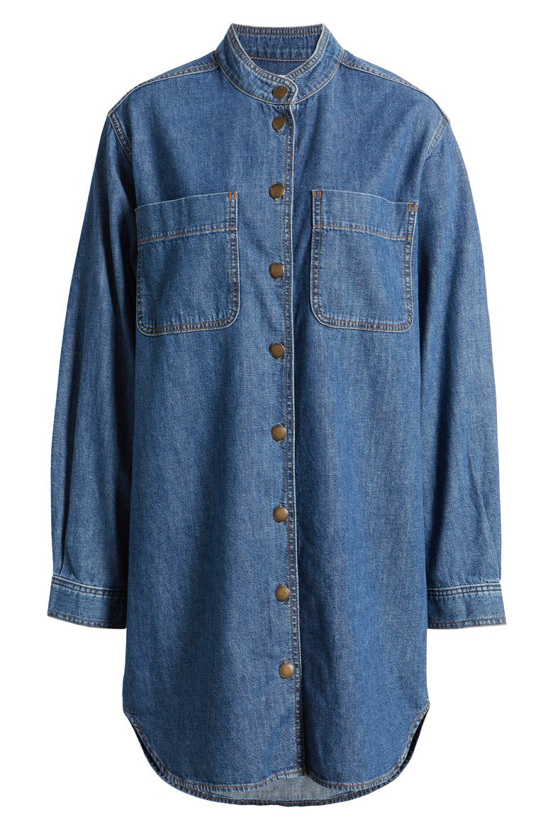 Long Sleeve Denim Mini Shirtdress, Alternate, color, BOY BLUE