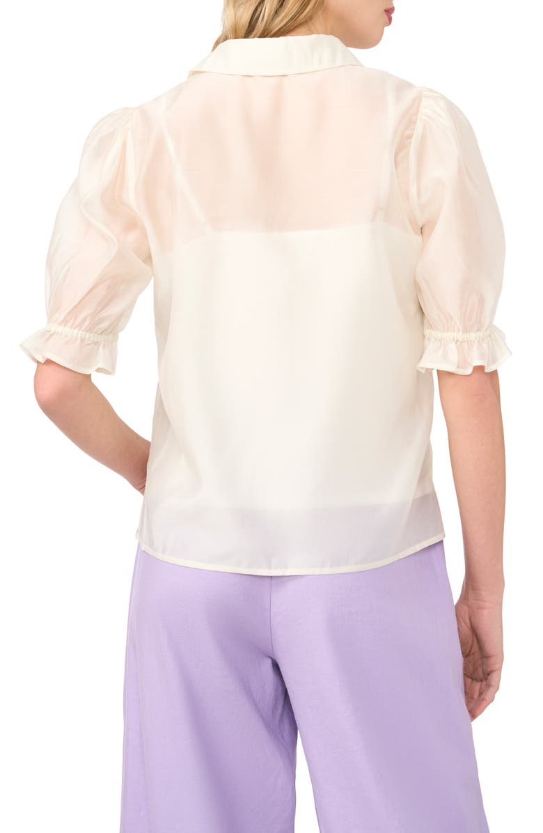 Halogen<sup>®</sup> Puff Sleeve Semi Sheer Button-Up Top, Alternate, color, New Ivory
