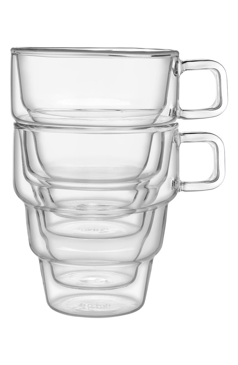 JoyJolt Pila Set of 2 Beverage Mugs, Alternate, color, Clear