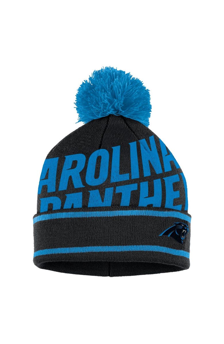 WEAR by Erin Andrews Women's WEAR by Erin Andrews Black Carolina Panthers Double Jacquard Cuffed Knit Hat with Pom and Gloves Set, Alternate, color, Black