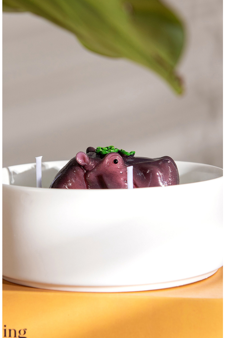 Hippo Candle Bowl, Alternate, color, Brown / Purple / Green