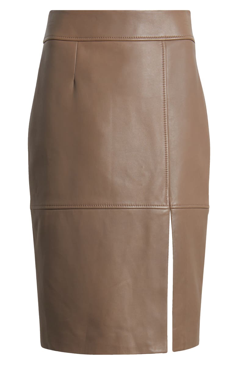 BOSS Setora Lambskin Leather Pencil Skirt, Alternate, color, Walnut