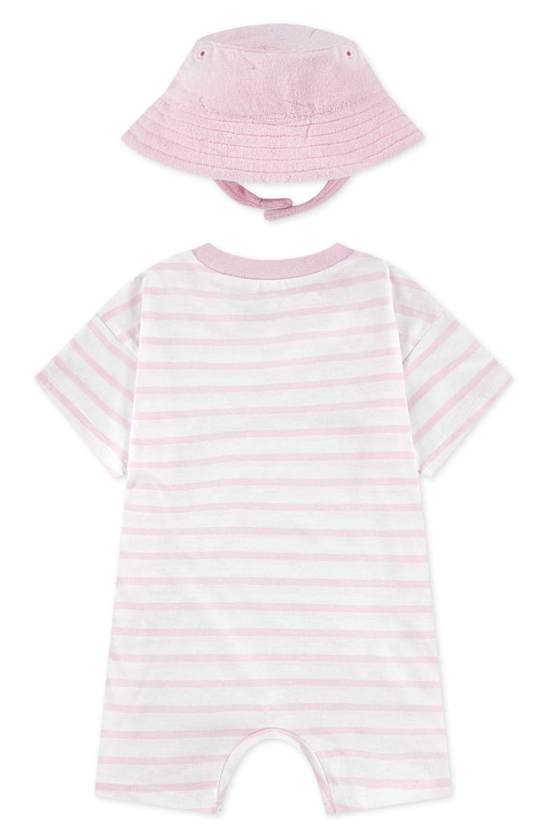 Nike Cotton Blend Terry Romper & Hat Set, Alternate, color, Pink Foam