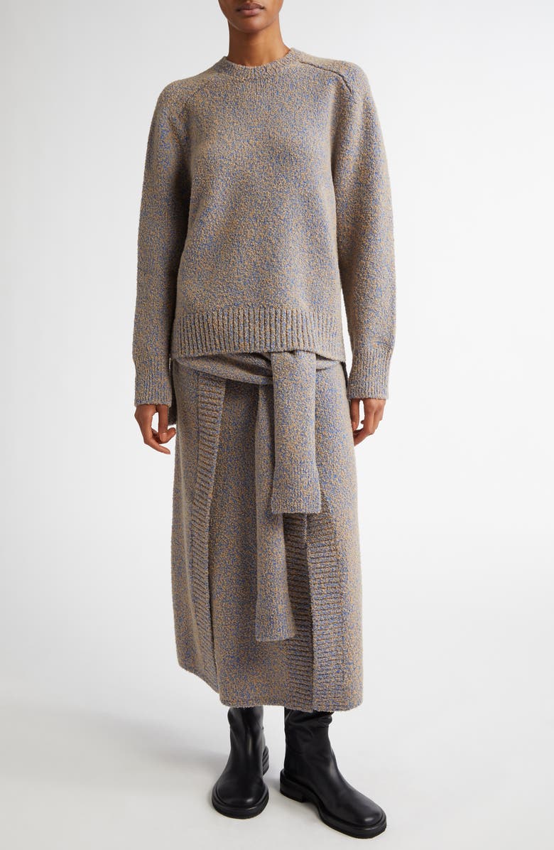 Rabanne High-Low Virgin Wool Blend Crewneck Sweater, Alternate, color, 