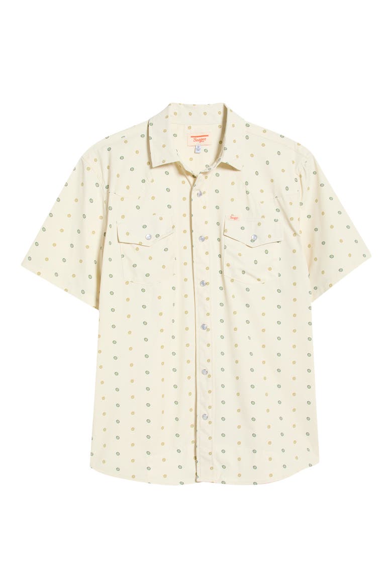 El Ranchero Neat Medallion Short Sleeve Stretch Snap-Up Western Shirt, Alternate, color, PEYOTE BUTTON